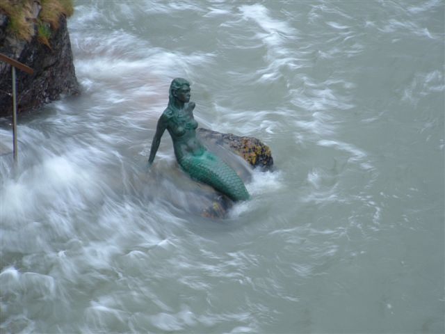Mermaid statue - Miranda, Mermaid of Dartmouth.  Photo and copyright by Heather Robinson.
