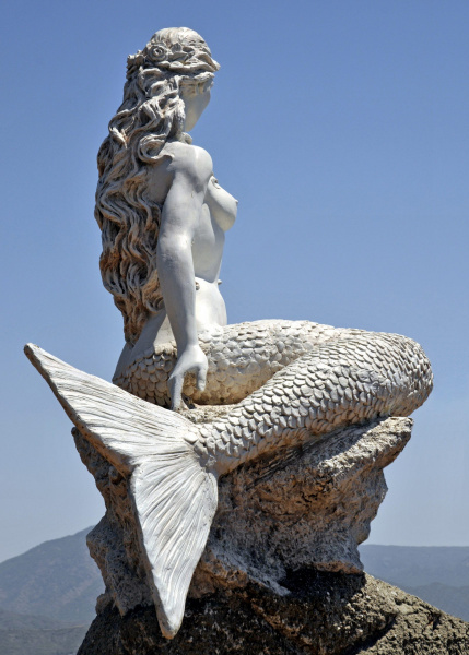 Mermaid Statue at Club & Hotel Letoonia.  Photo © by Derek Fleming.
