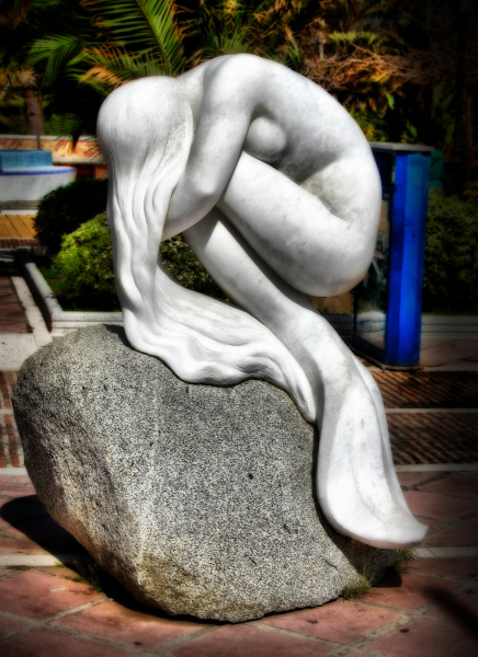 Mermaid statue in Puerto Banus, Marbella, Spain. Photo © by Moises Diaz.