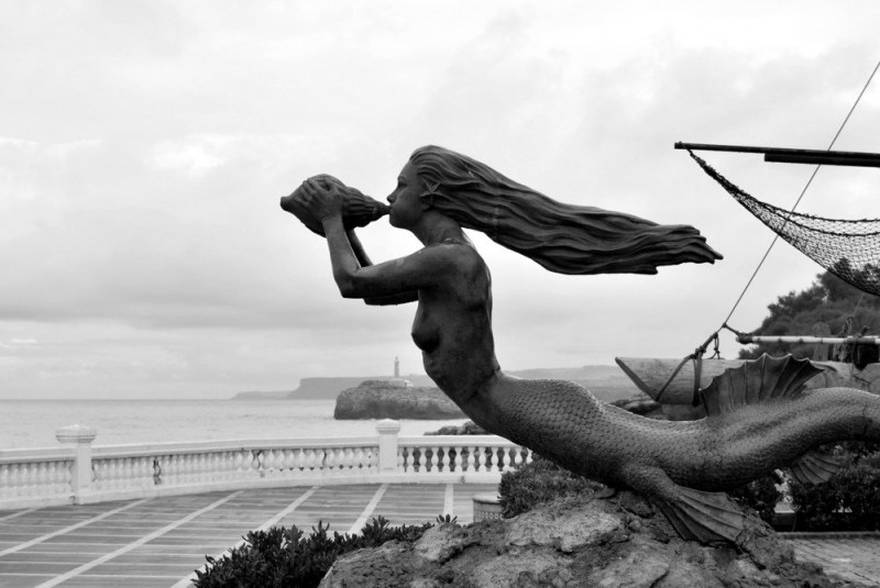 Mermaid statue "Sirena Magdalena" in Santander Spain.  Photo by M. Rivas.