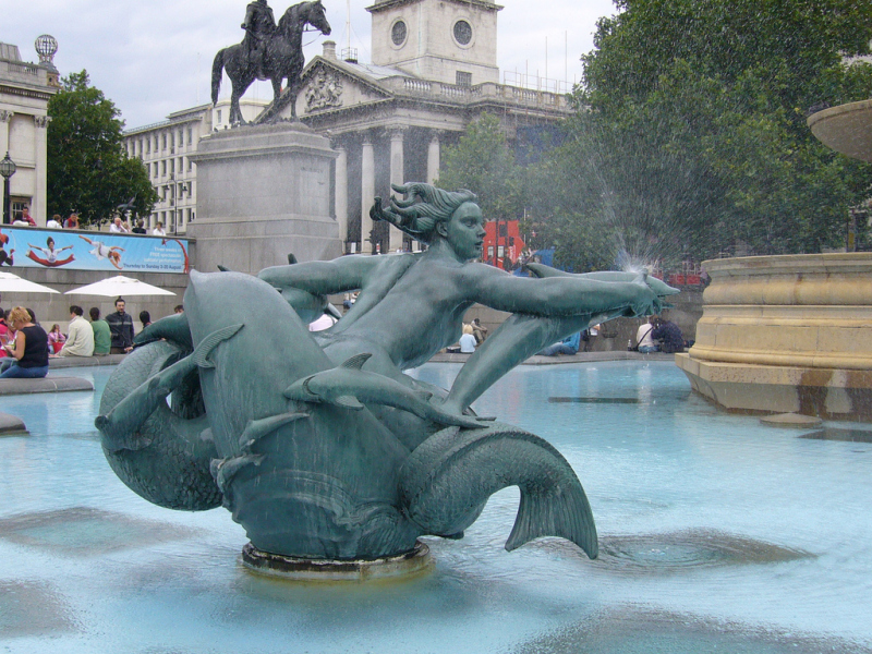 Trafalgar Square Mermaid sculpture in Jellycoe Fountain.  Photo © by Wouter Demuynck.