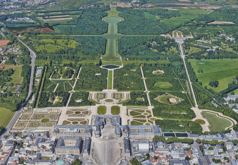 Versailles Palace and Gardens.  Image © by Google Maps