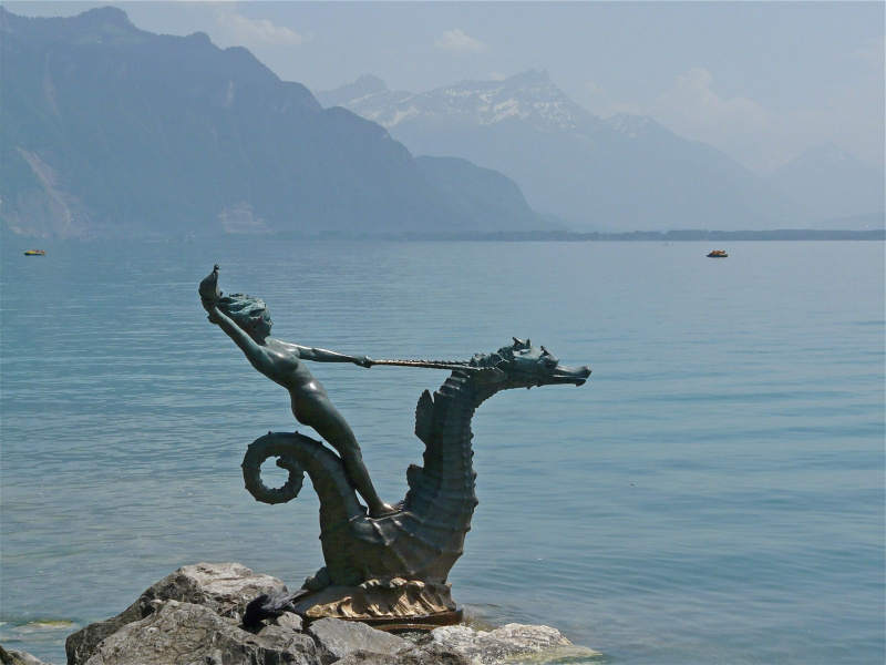 Nymph on Seahorse in Lake Geneva.  Photo © by Kathy Walz.