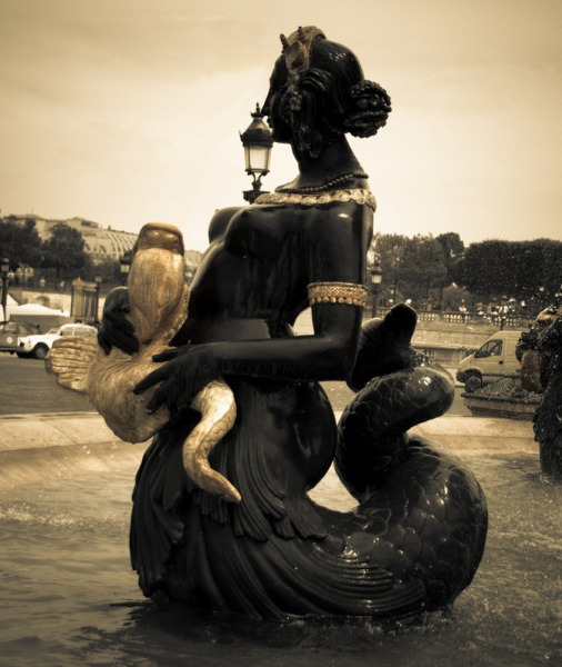 Mermaid in the fountain  at Place de la Concorde.