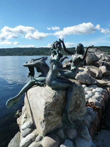 Drøbak Mermaid Statues.