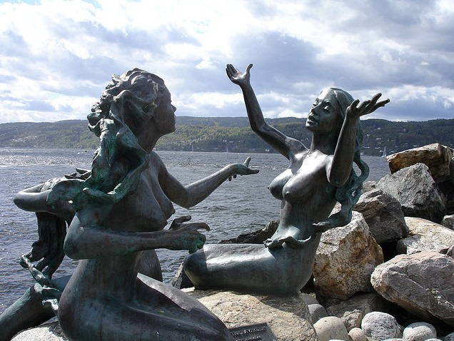 Drøbak Mermaid Statues.