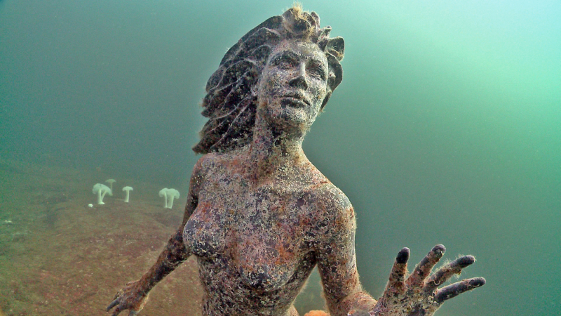 The Emerald Princess Mermaid in Saltery Bay. 
 Photo © by Neil McDaniel.