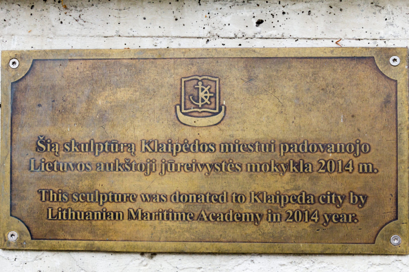 Plaque at Klaipėda by mermaid statue. Photo © by Jekaterina Deviatkova.