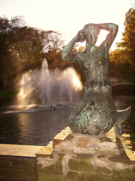 Mermaid statue in Leopold Park.  Photo © by Paul Forrest.