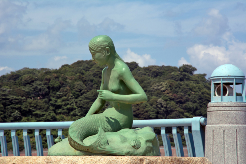 One of the mermaids at Obama Beach in Japan.  Photo © Emily Ann Mahon.