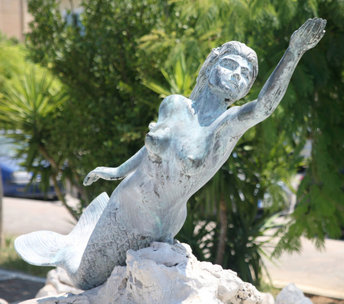 The Mermaid statue on Poros.  Photo by Bohdan Karmasyn