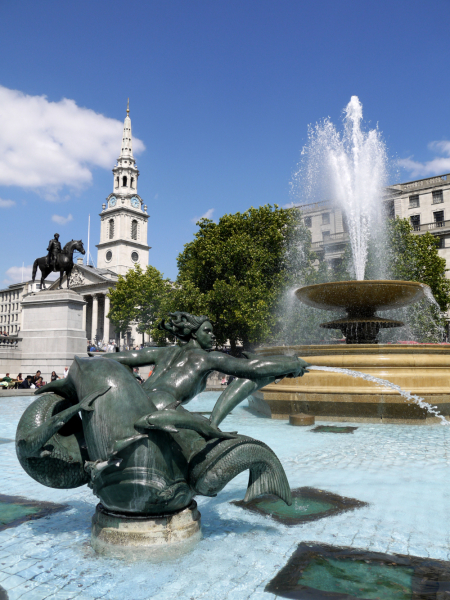 Trafalgar Square mermaid statue.  Photo © by Tim Willcox.