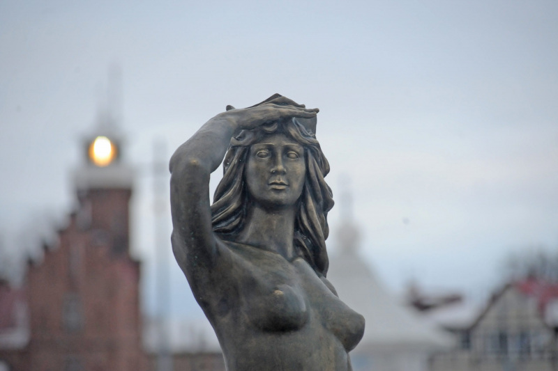 The Ustka Mermaid in Ustka Harbor.  Photo © Lokalna-Organizacja-Turystyczna-Ustka-i-Ziemia-Slupska