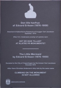 Plaque by The Little Mermaid Statue in Copenhagen