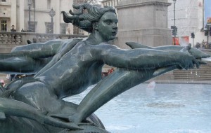 Trafalgar Square fountains with mermaid sculptures