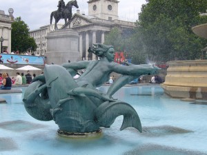 Trafalgar Square Mermaid sculptures and fountains