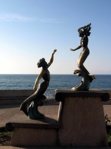Triton and Nereida mermaid statue