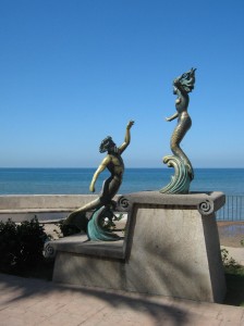 Triton and Nereida mermaid sculpture