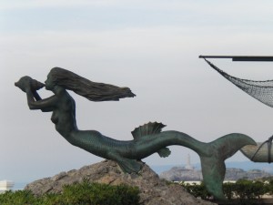 Mermaid statue "Sirena Magdalena" in Santander Spain