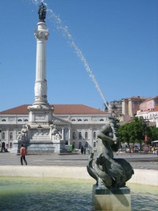 Mermaid Statue in the Rossio Square, Lisbon.