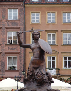 Syrenka Mermaid Statue in Warsaw.