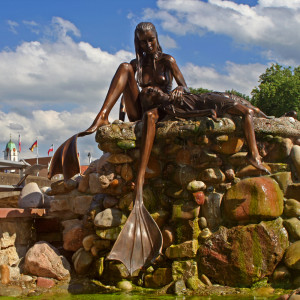 St Anna Mermaid sculpture on the Rhine in Rheinfelden.