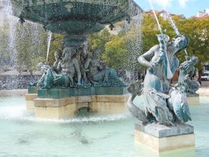 Rossio Square fountain in Lisbon