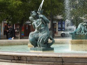 One of the Mermaid Statues in the Rossio Square fountains in Lisbon.