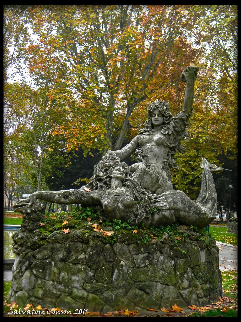 Mermaid statues in Montagnola Park, Bologna