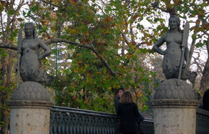 4 mermaid statues on Ponte delle Sirenette