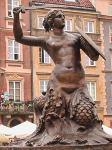 Syrenka Mermaid statue in Warsaw.