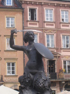 Syrenka Mermaid Statue in Warsaw.